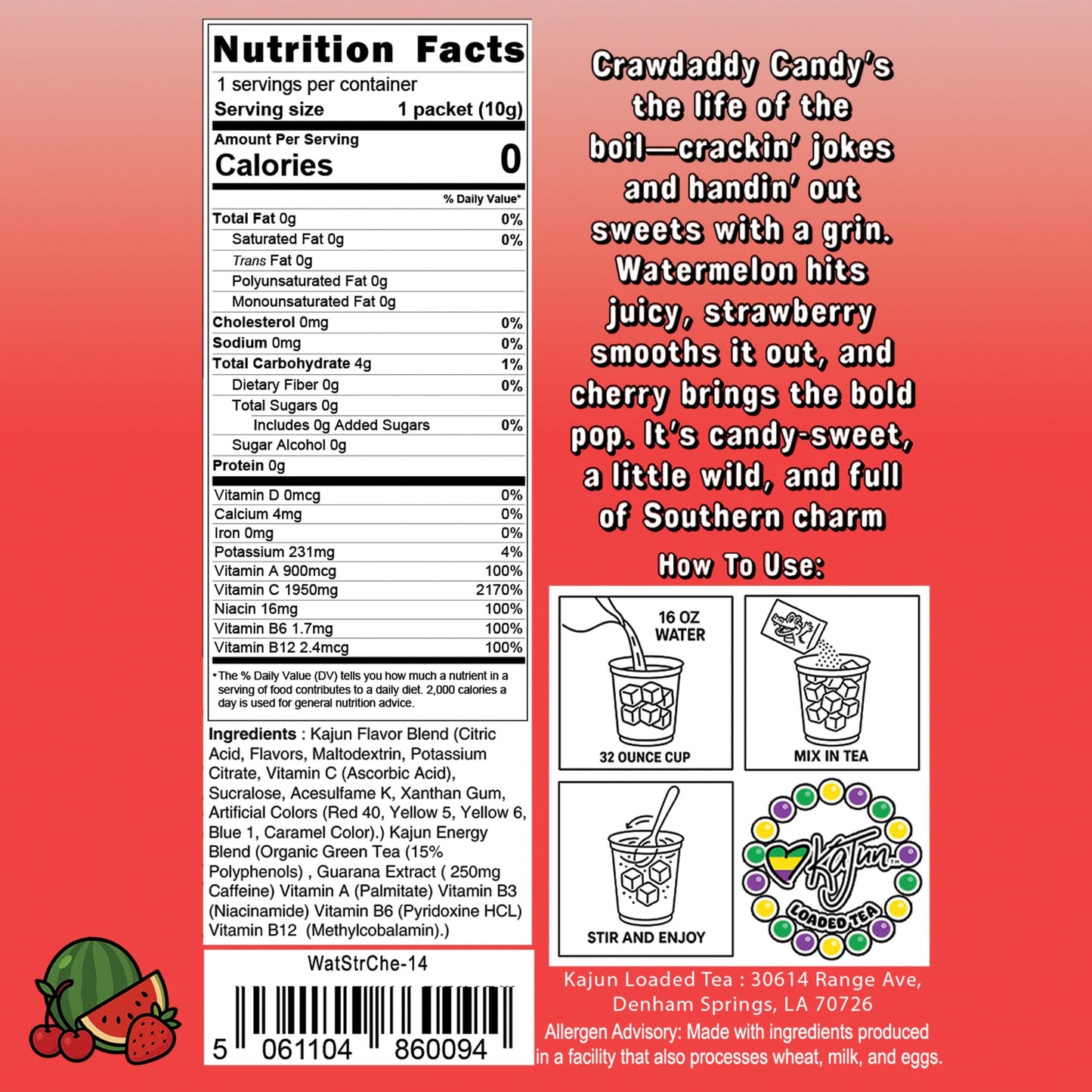 Detailed image showing the Nutrition Facts panel, which confirms the product has 0 calories, 0 sugar, and a substantial 1950mg of Vitamin C.