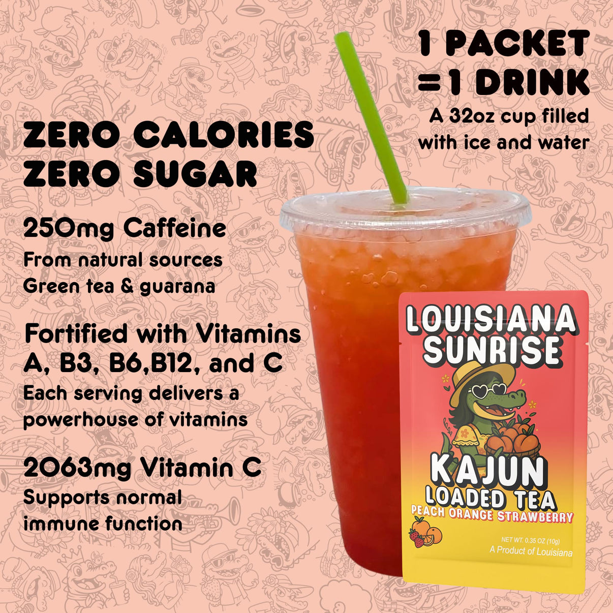 Louisiana Sunrise | Loaded Tea | Peach • Orange • Strawberry – Kajun ...