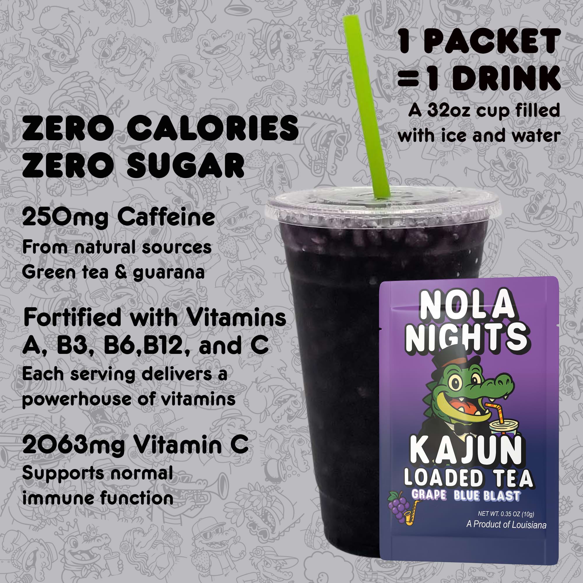 Nola Nights | Loaded Tea | Grape, Blue Blast – Kajun Loaded Tea