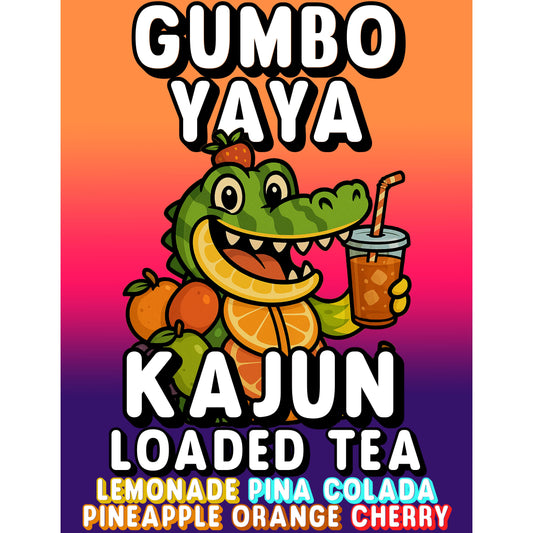 Gumbo Yaya by Kajun Loaded Tea. Flavors: Lemonade, Pina Colada, Pineapple, Orange, and Cherry