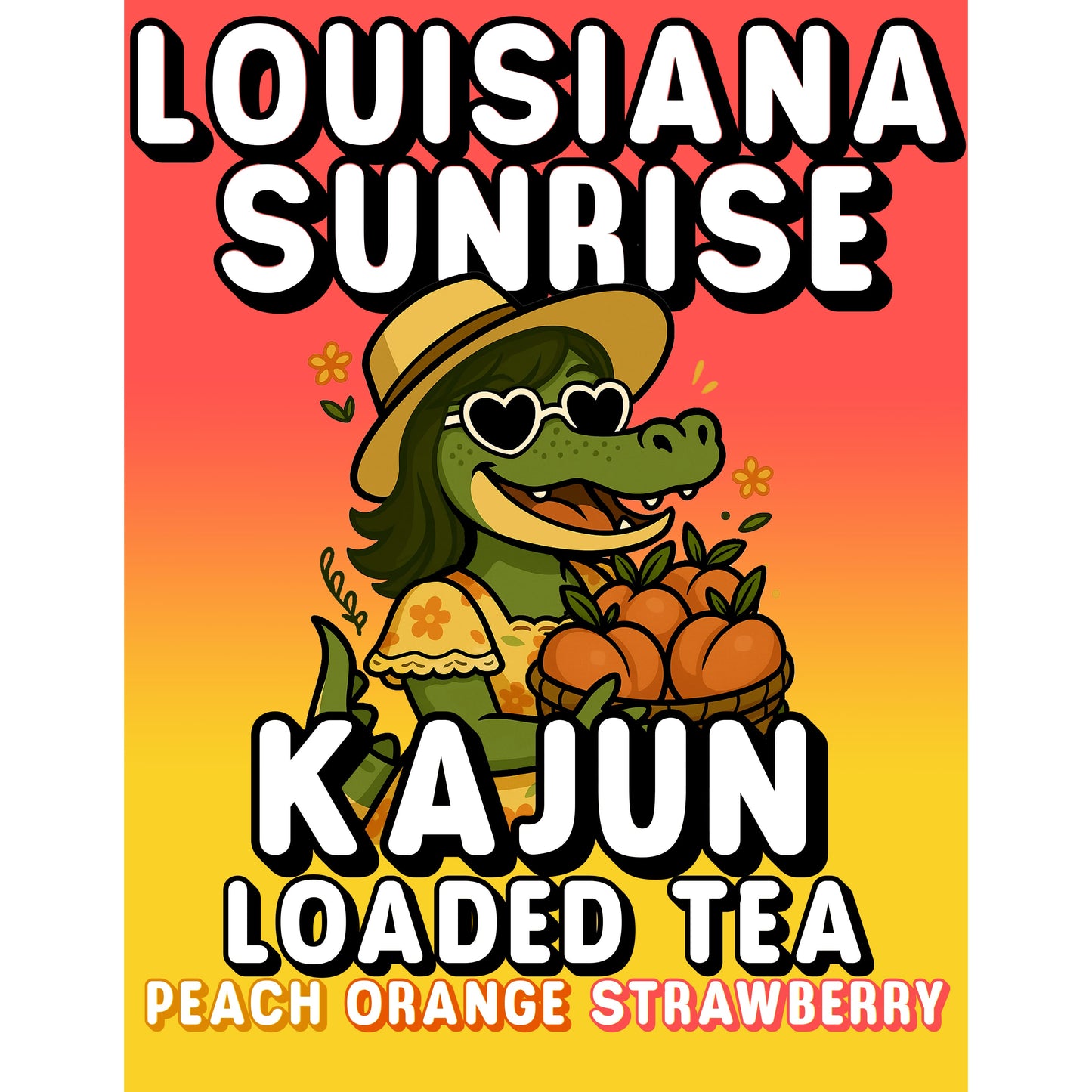 Louisiana Sunrise by Kajun Loaded Tea. Flavors: Peach, Orange, and Strawberry