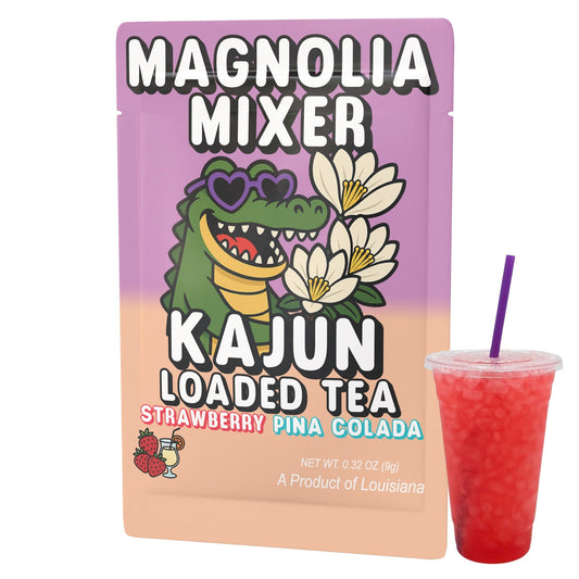 Magnolia Mixer by Kajun Loaded Tea. Flavors: Strawberry and Pina Colada