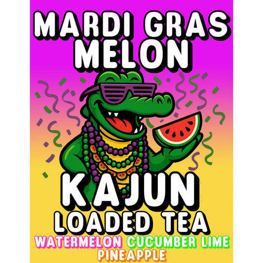 Mardi Gras Melon by Kajun Loaded Tea. Flavors: Watermelon, Cucumber Lime, and Pineapple