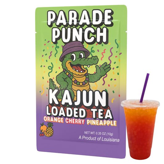 Parade Punch by Kajun Loaded Tea. Flavors: Orange, Cherry, and Pineapple