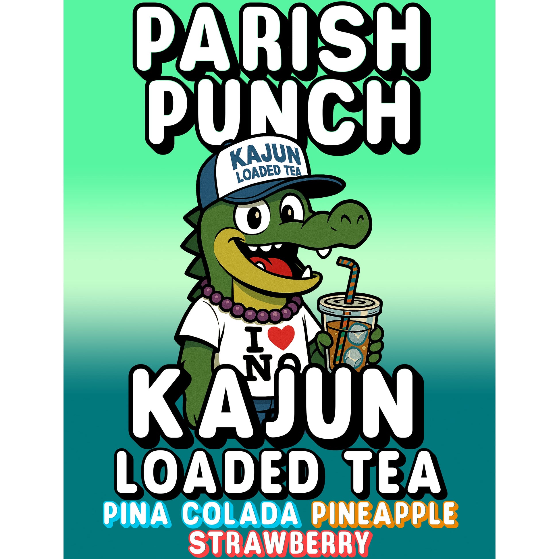 Parish Punch by Kajun Loaded Tea. Flavors: Pina Colada, Pineapple, and Strawberry