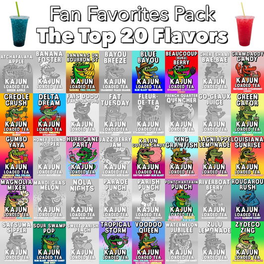 A grid showing the top flavors in the fan favorites 20-pack