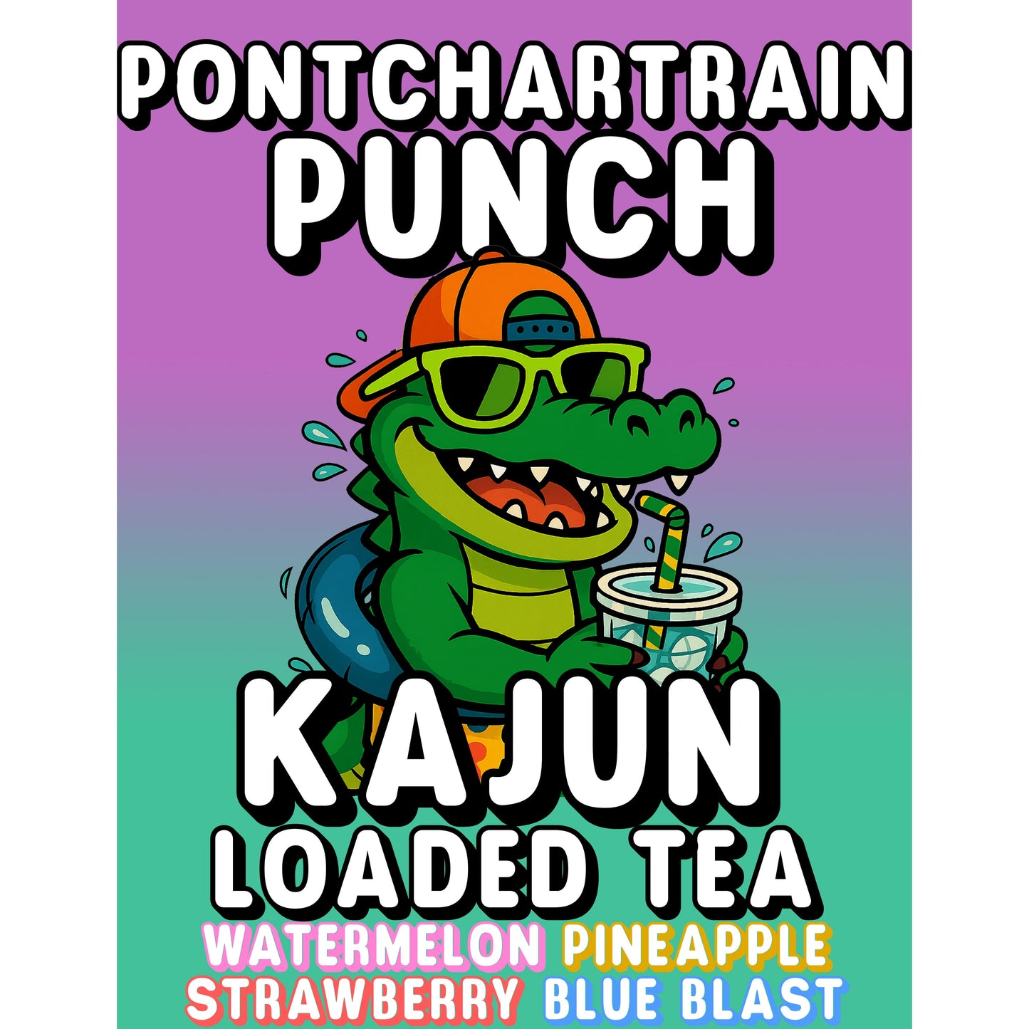 Pontchartrain Punch by Kajun Loaded Tea. Flavors: Watermelon, Pineapple, Strawberry, and Blue Blast