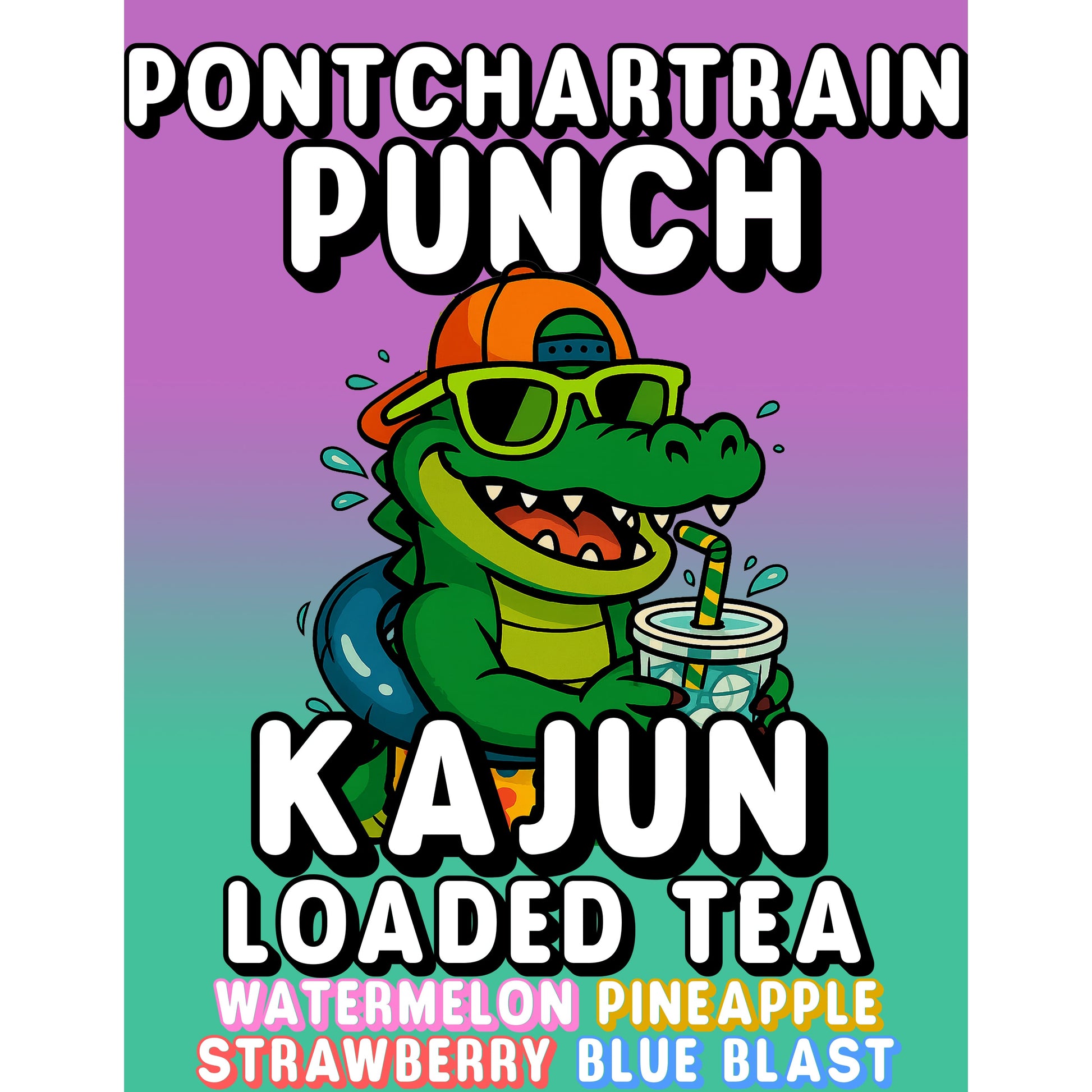 Pontchartrain Punch by Kajun Loaded Tea. Flavors: Watermelon, Pineapple, Strawberry, and Blue Blast