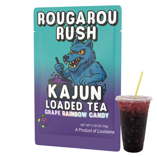 Rougarou Rush by Kajun Loaded Tea. Flavors: Grape and Rainbow Candy