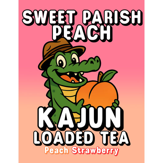 Sweet Parish Peach by Kajun Loaded Tea. Flavors: Peach and Strawberry