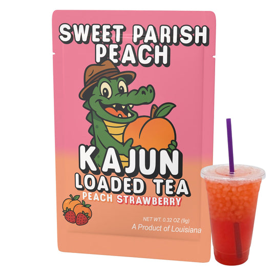 Sweet Parish Peach by Kajun Loaded Tea. Flavors: Peach and Strawberry