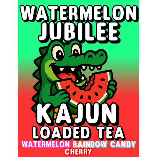 Watermelon Jubilee by Kajun Loaded Tea. Flavors: Watermelon, Rainbow Candy, and Cherry